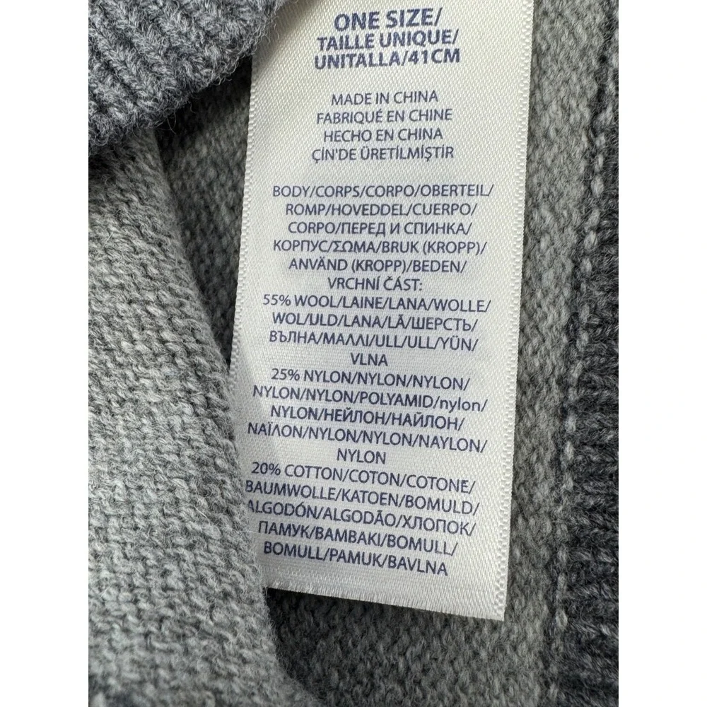 NWOT Polo Ralph Lauren Baby Beanie Gray Knit Wool Blend Logo One Size Winter M8